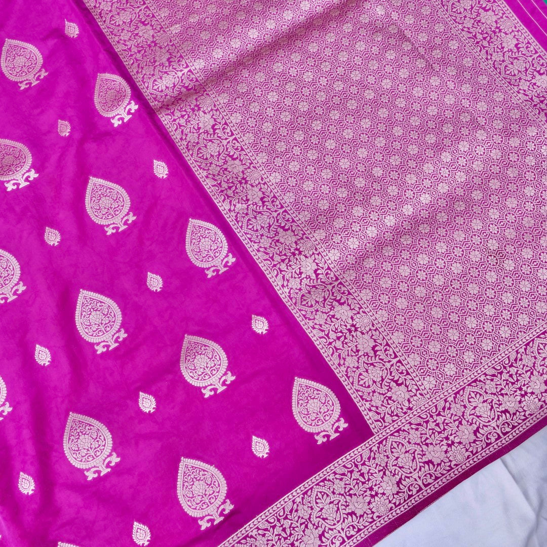 Purple Tanchoi Allover Butis Semi Silk Banarasi Saree