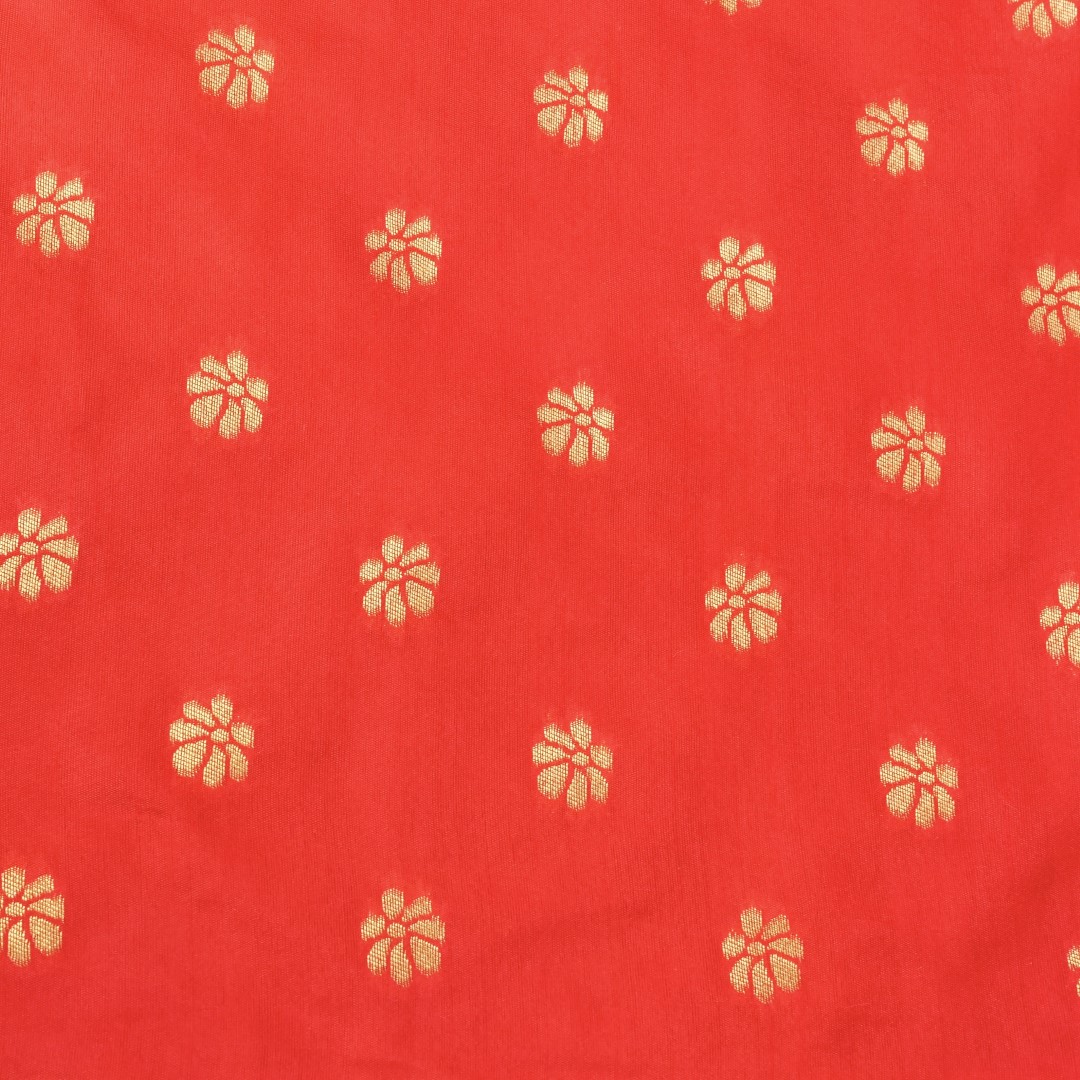 Red Floral Jaal Organza Banarasi Saree with Meenakari