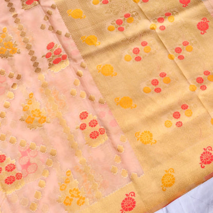 Millenial Pink Jaal Organza Banarasi Saree with Meenakari
