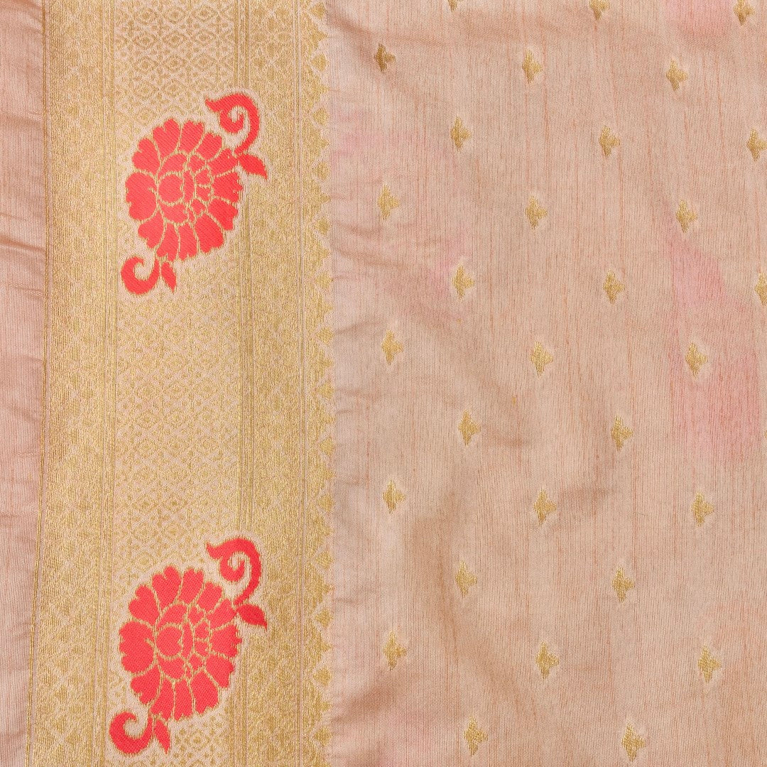 Millenial Pink Jaal Organza Banarasi Saree with Meenakari