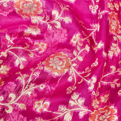 Wine Floral Jaal Organza Banarasi Saree with Meenakari