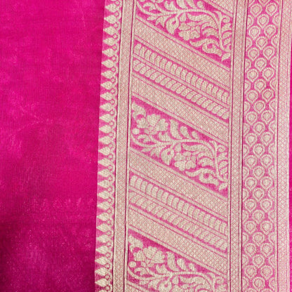 Wine Floral Jaal Organza Banarasi Saree with Meenakari