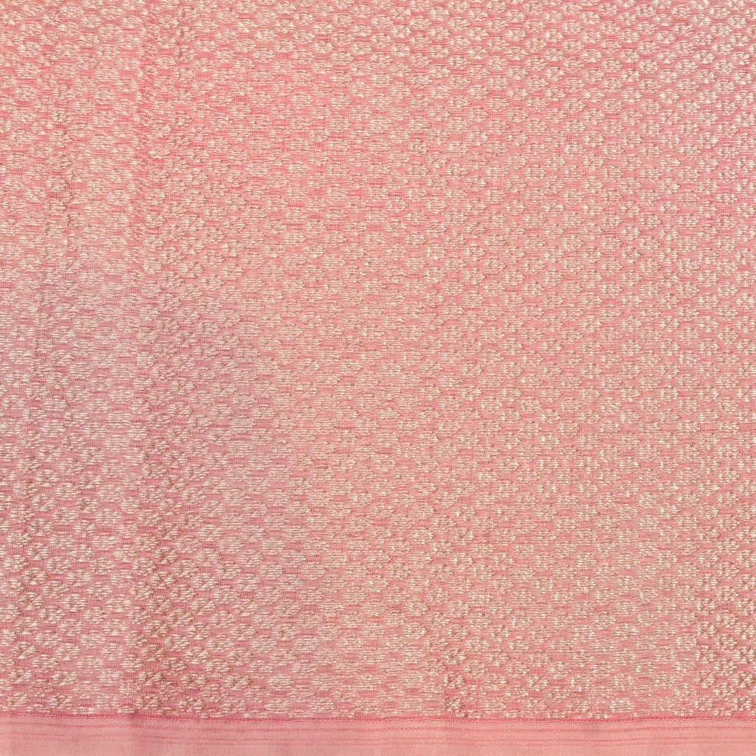 Light Pink Cotton Floral Jaal Pattern Woven Banarasi Saree