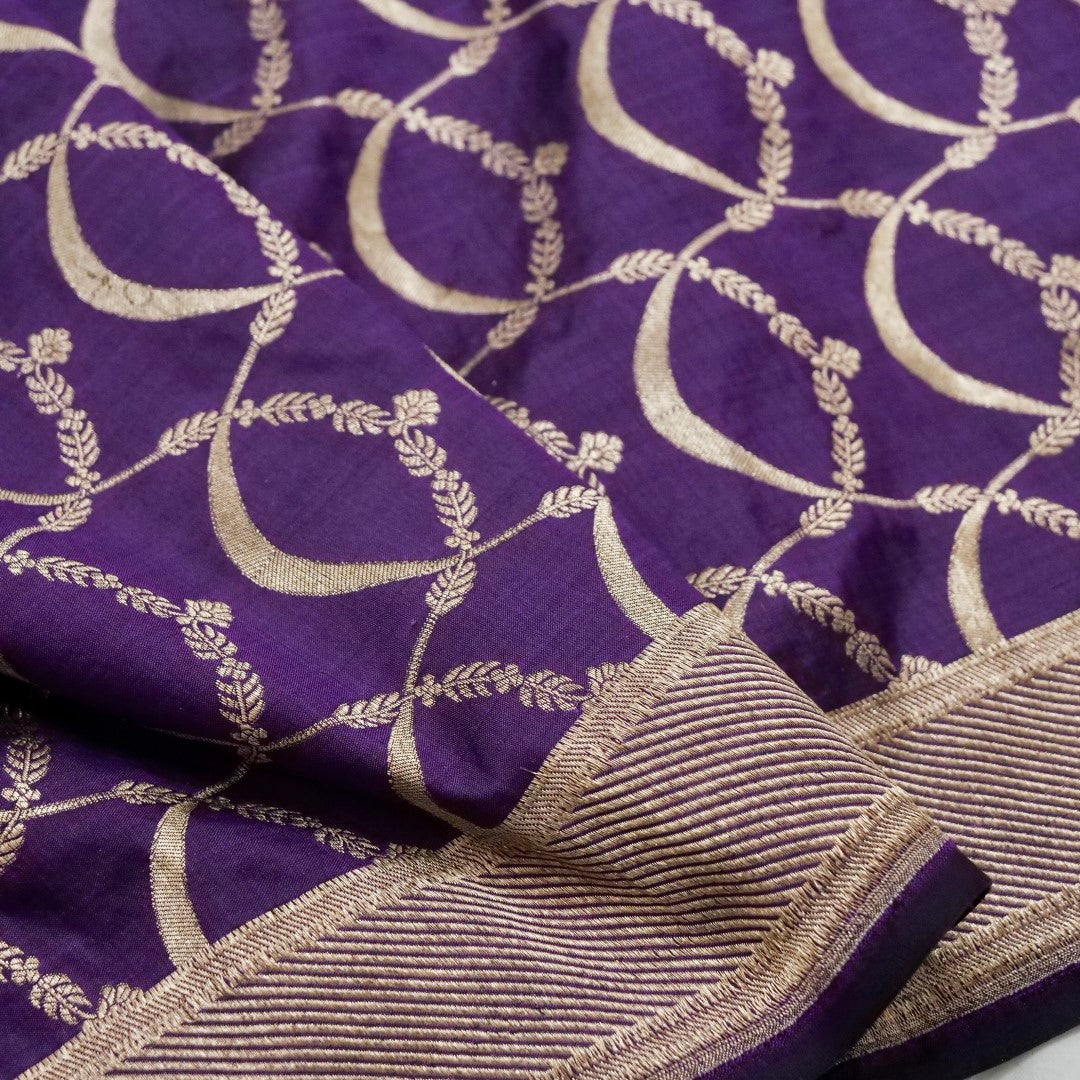 Purple Handwoven Banarasi Pure Kataan Silk Dupatta