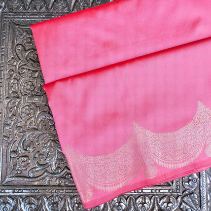 Light Pink Plain Silk Saree with Border and Pallu