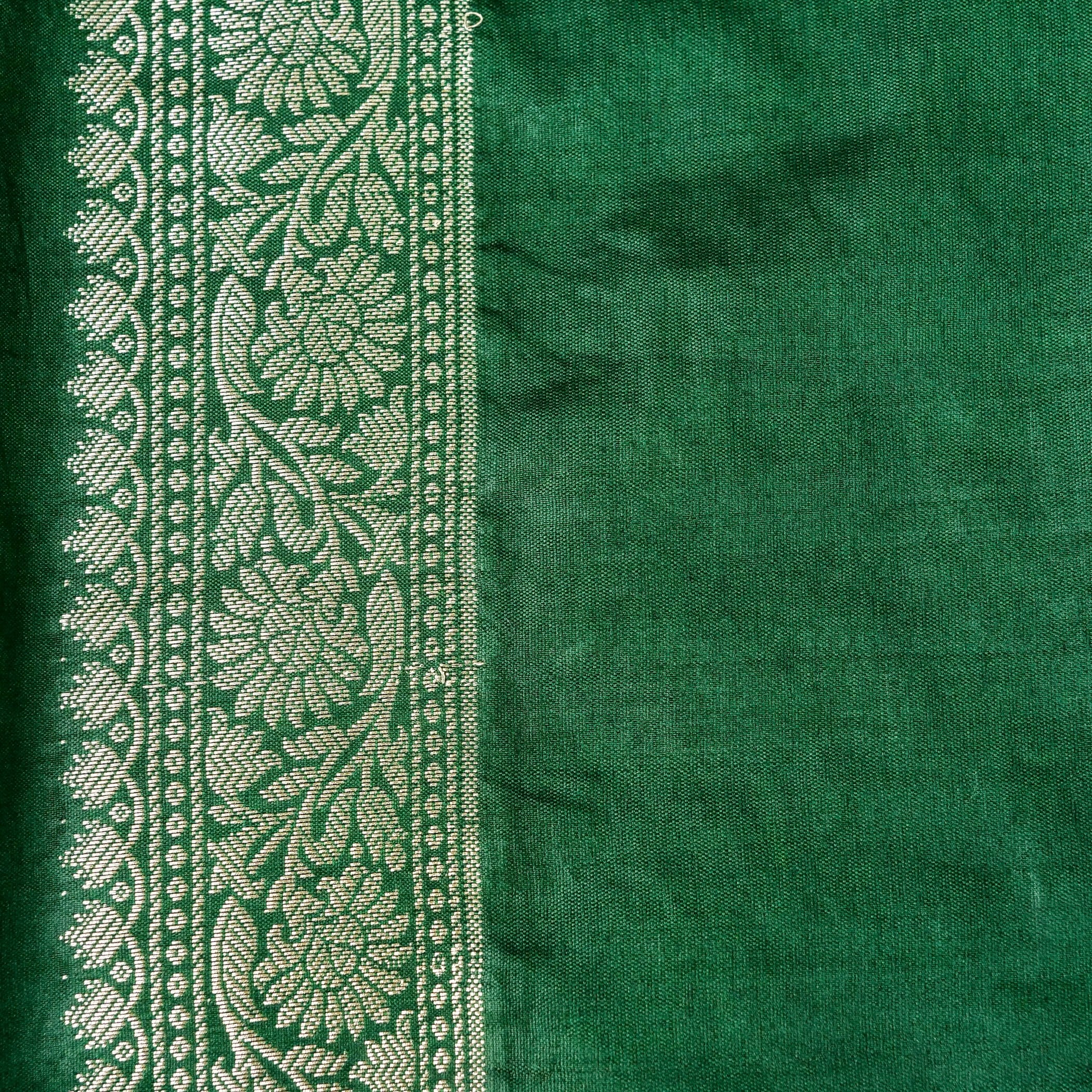 Green Raw Mango Silk Meena Striped Saree