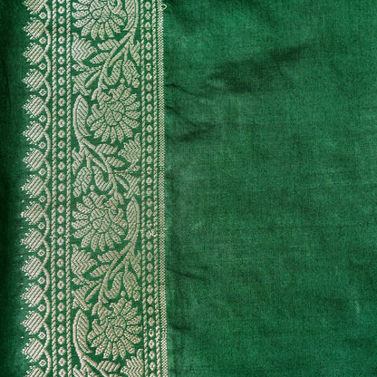 Green Raw Mango Silk Meena Striped Saree