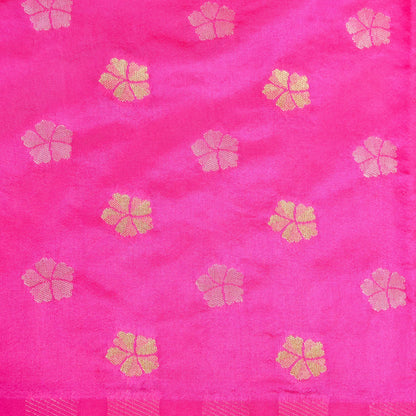 Pink Tanchoi Banarasi Saree with Floral Butas