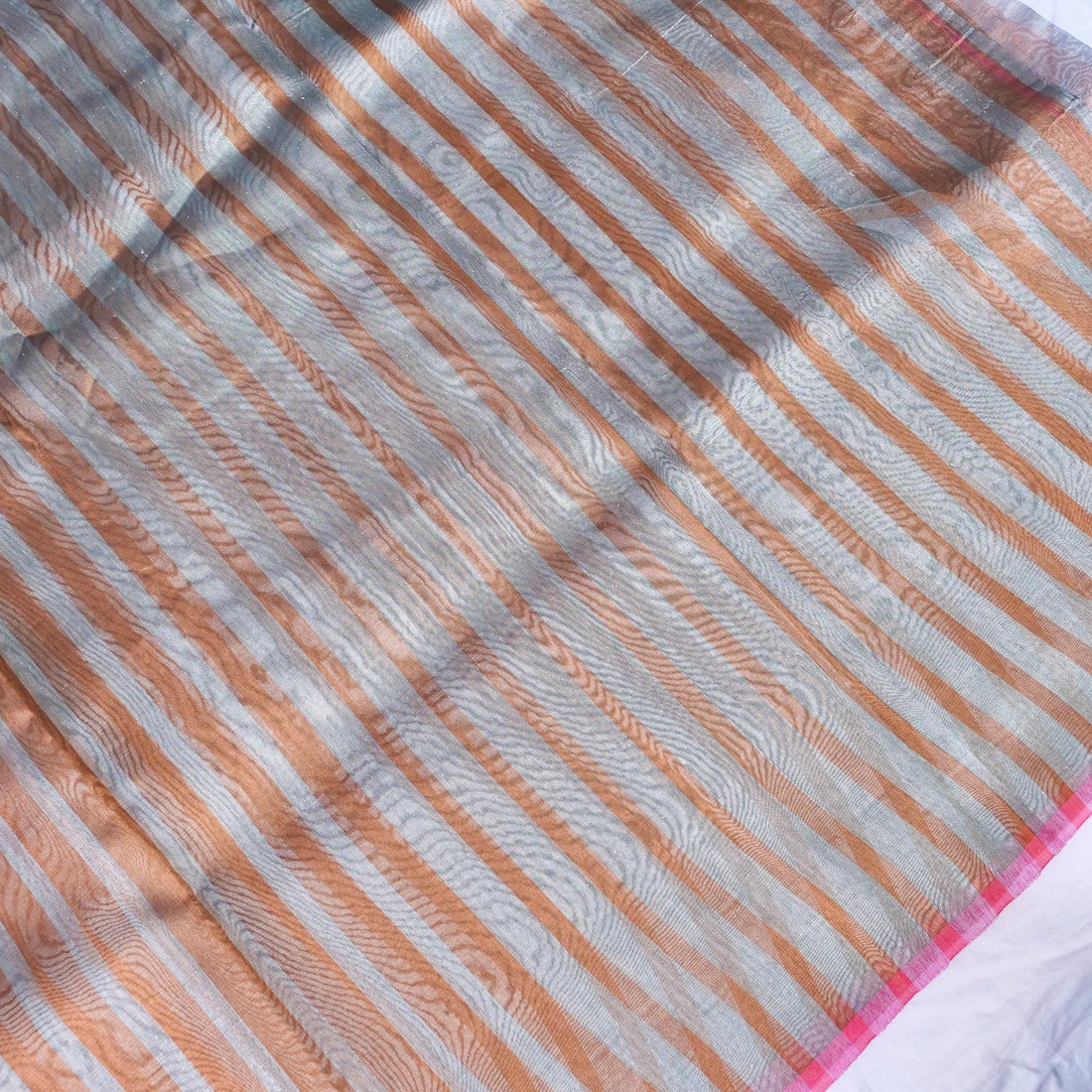 Striped Tissue Banarasi Saree without Border