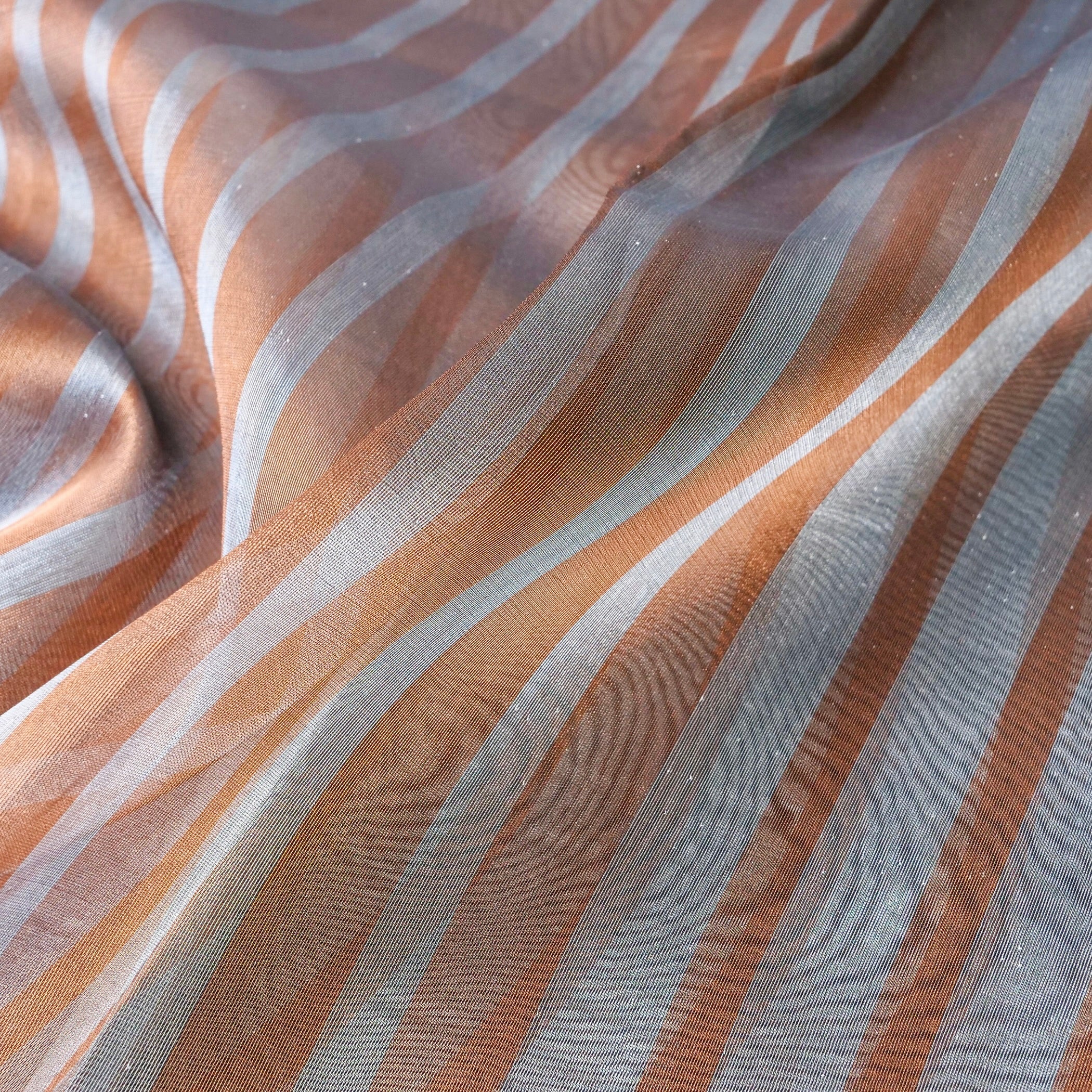 Striped Tissue Banarasi Saree without Border