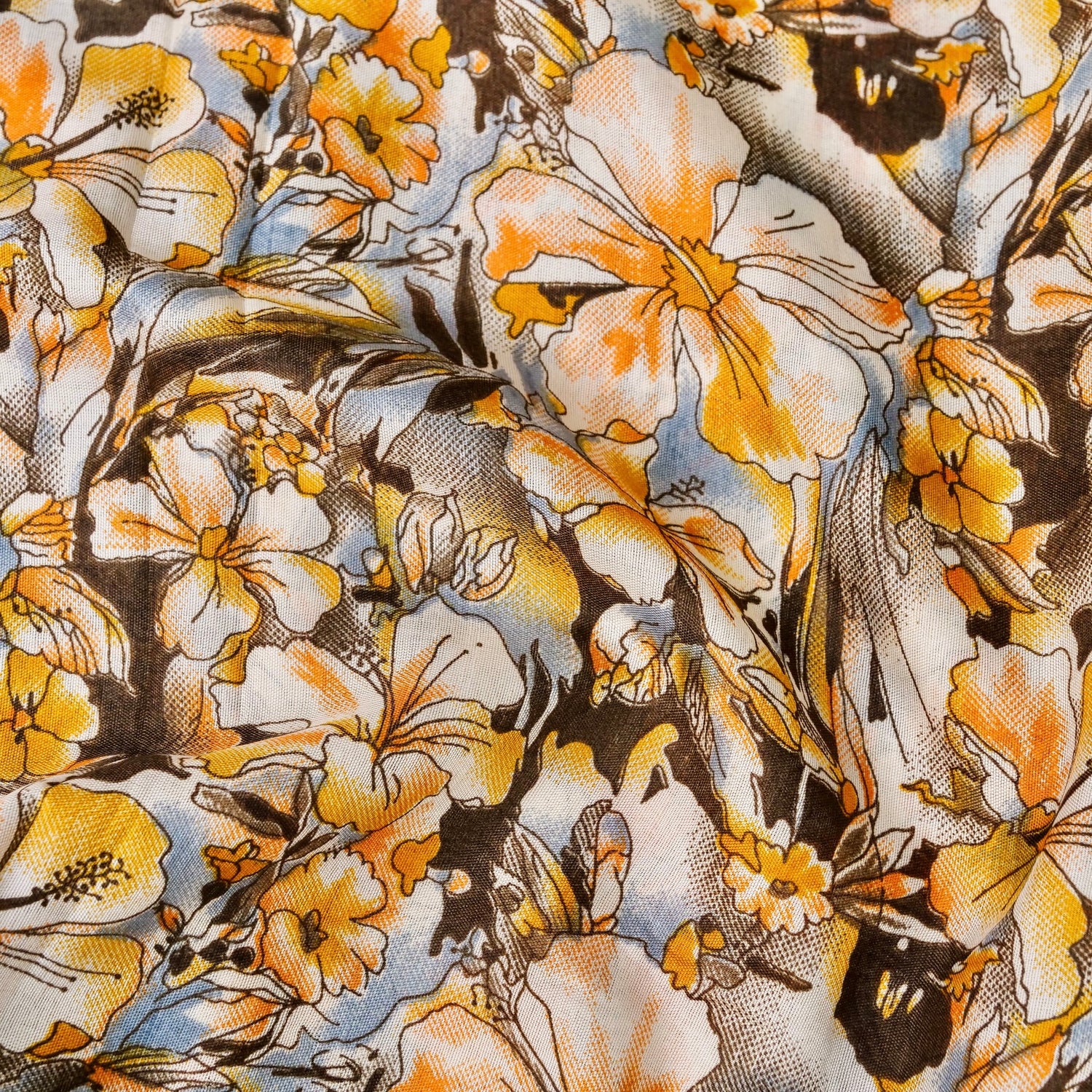 Beige Tussar Silk Floral Digital Print Banarasi Saree