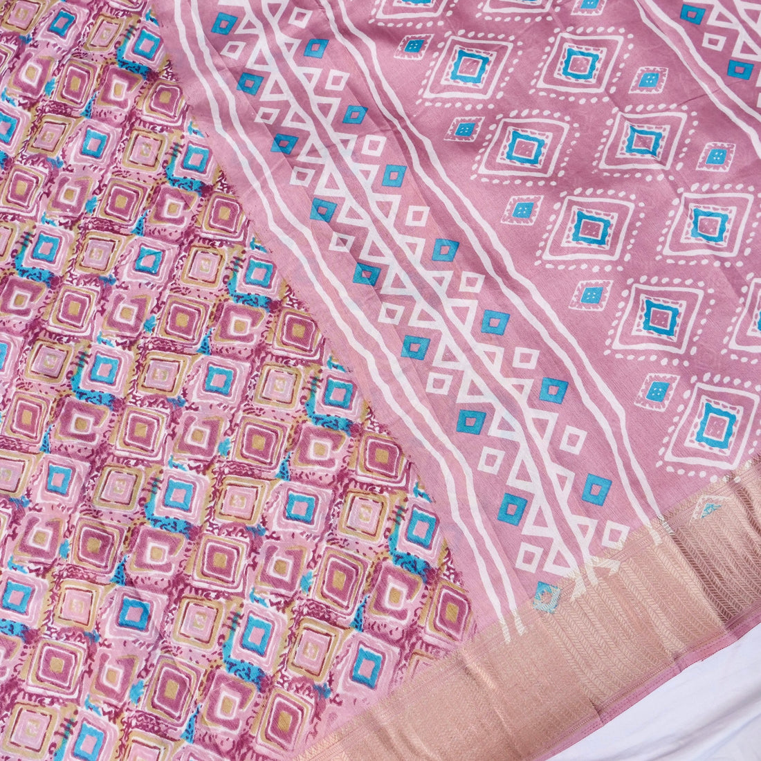 Pink Tussar Silk Floral Digital Print Banarasi Saree