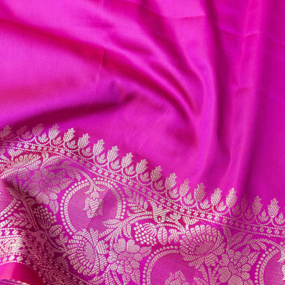 Purple Plain Silk Saree with Border and Pallu