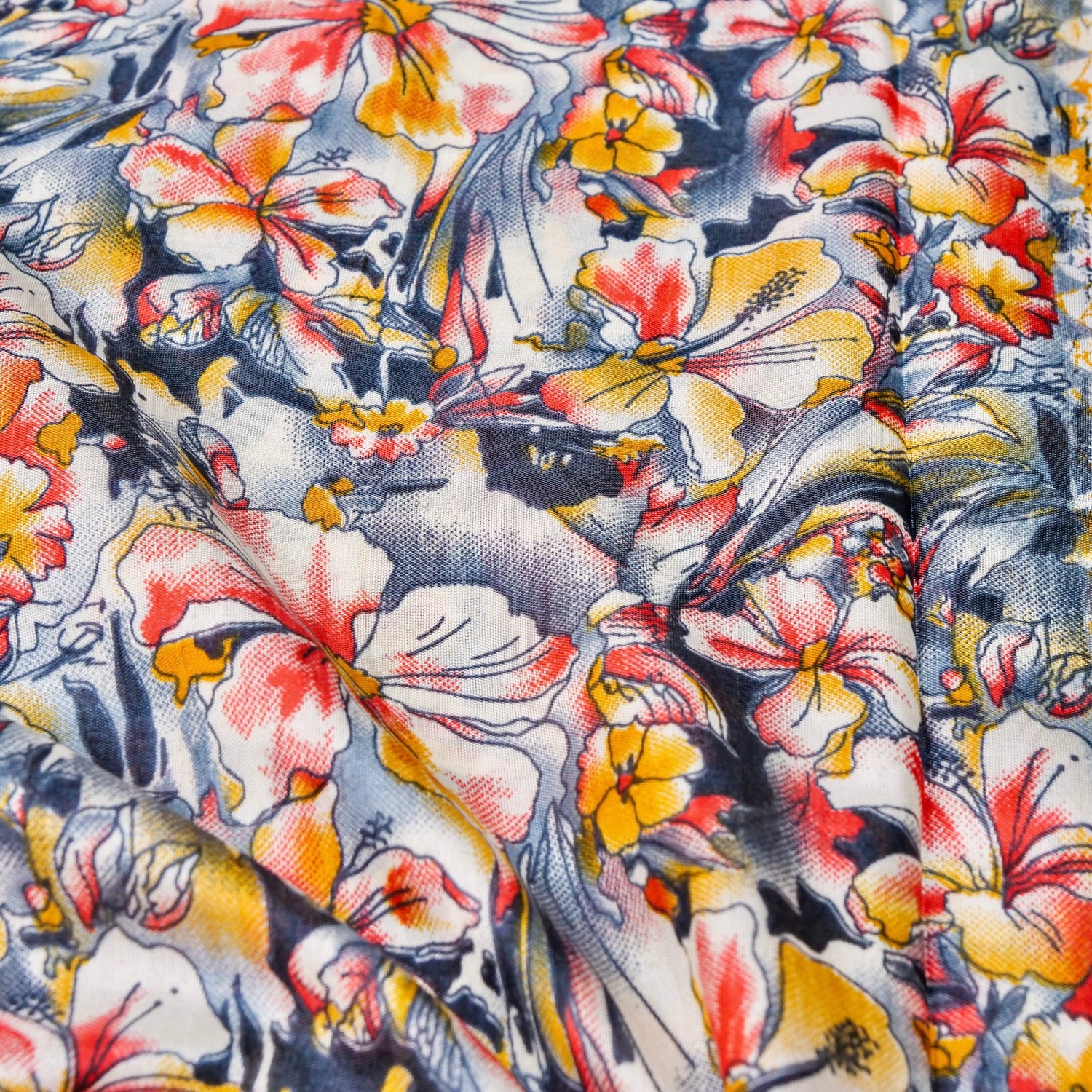 Grey Tussar Silk Floral Digital Print Banarasi Saree