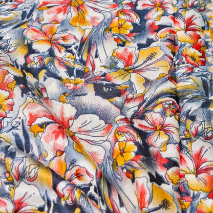 Grey Tussar Silk Floral Digital Print Banarasi Saree