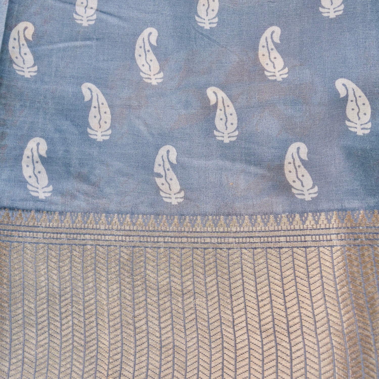 Grey Tussar Silk Floral Digital Print Banarasi Saree