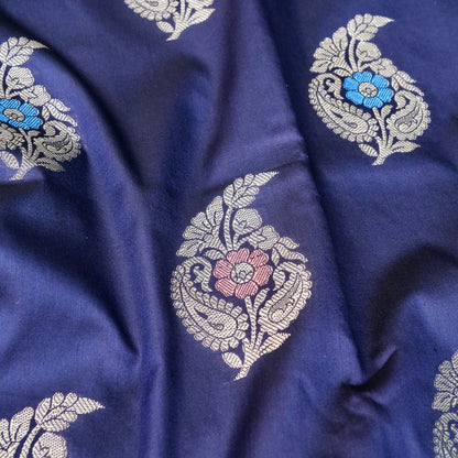 Navy Blue Butidar Banarasi Saree with Meenakari