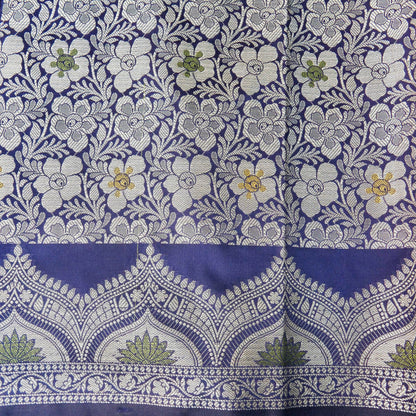 Navy Blue Butidar Banarasi Saree with Meenakari