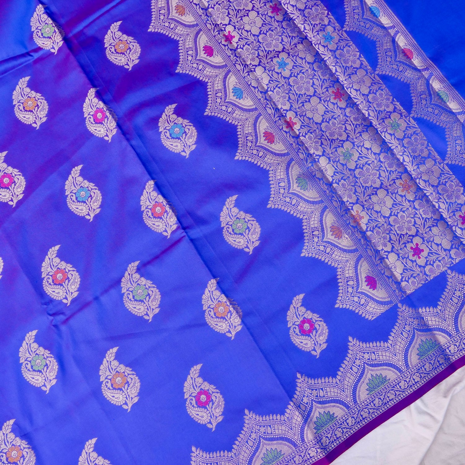 Lapis Blue Butidar Banarasi Saree with Meenakari