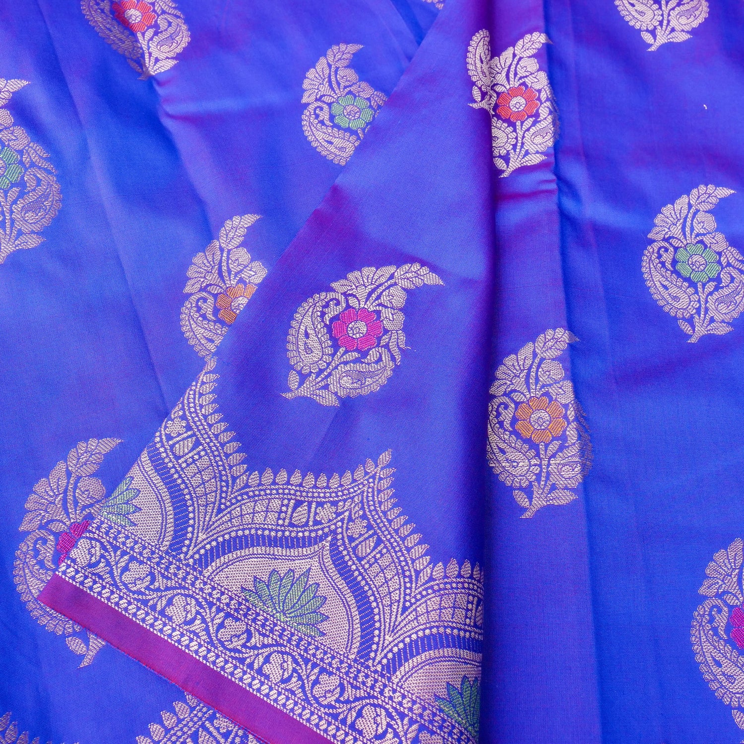 Lapis Blue Butidar Banarasi Saree with Meenakari