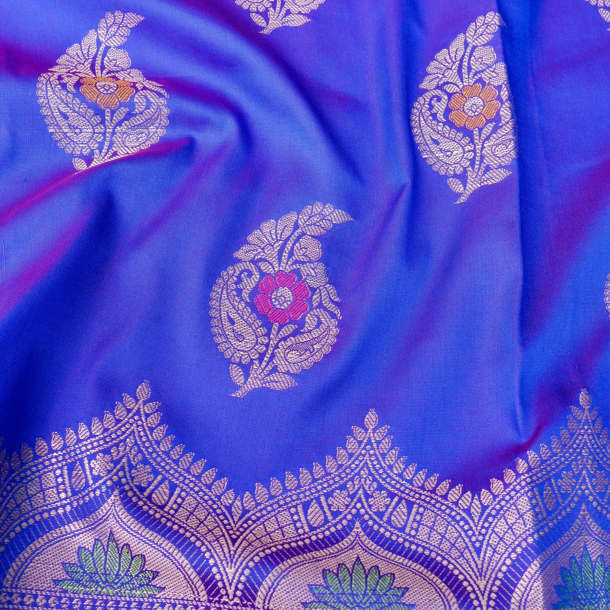 Lapis Blue Butidar Banarasi Saree with Meenakari