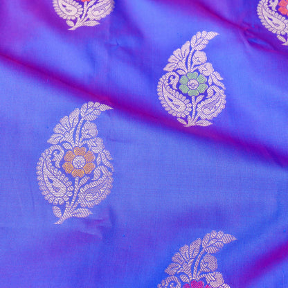 Lapis Blue Butidar Banarasi Saree with Meenakari