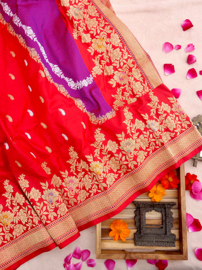 Rangkaat Handwoven Pure Kataan Silk Kadhua Benarasi Saree