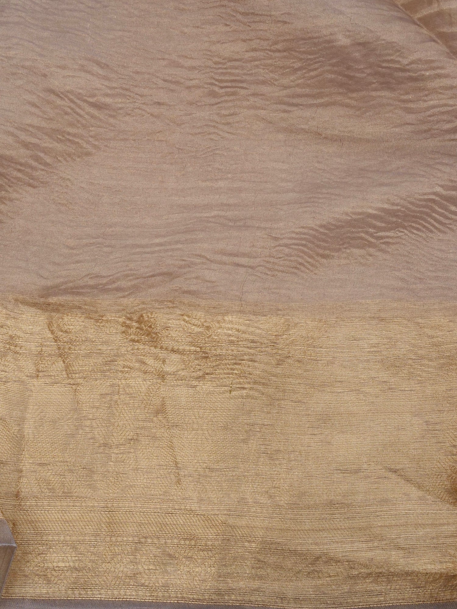 Grey Gold Pure Crush Tissue Silk Banarasi Saree with Embellished Border