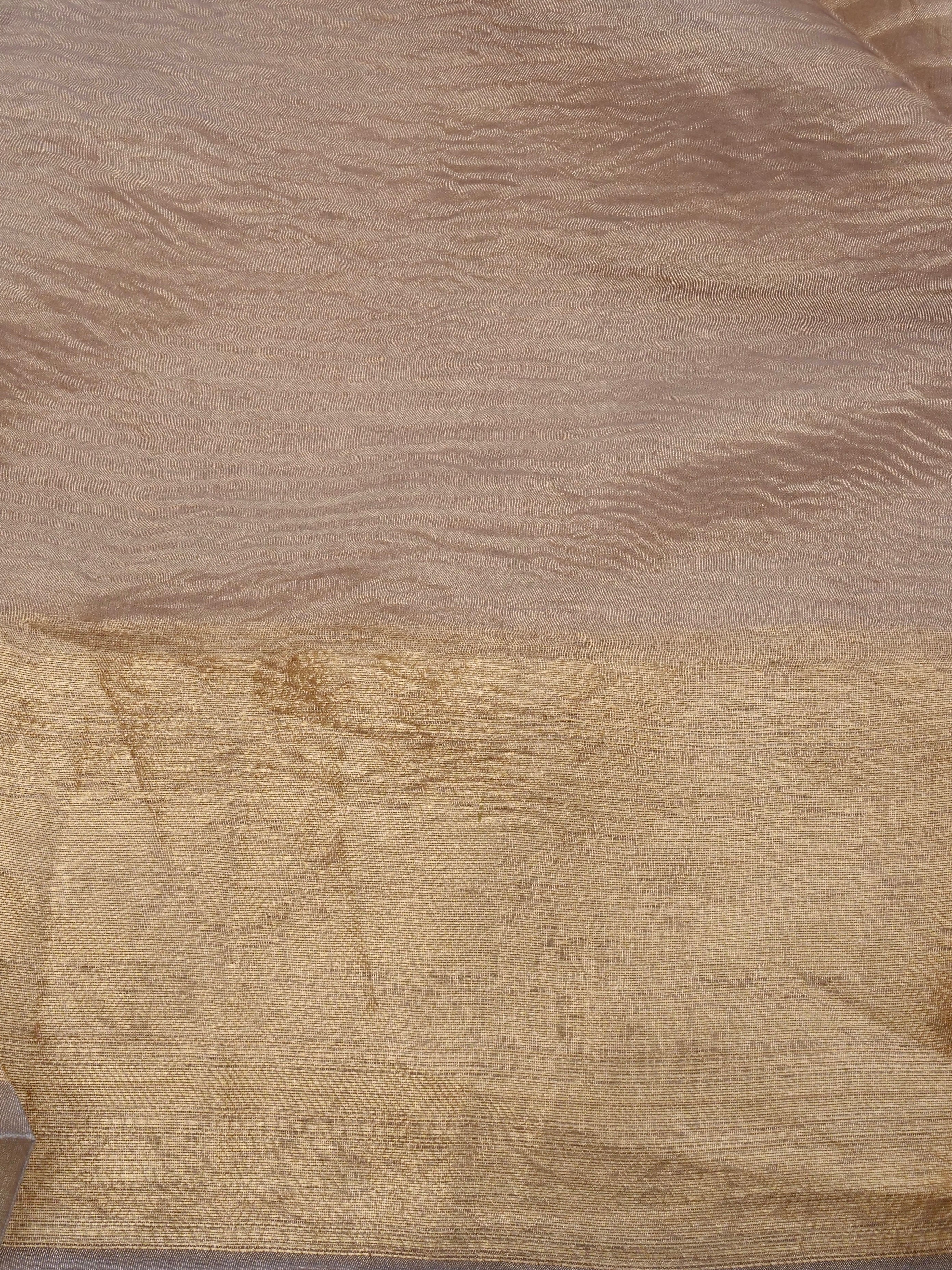 Grey Gold Pure Crush Tissue Silk Banarasi Saree with Embellished Border