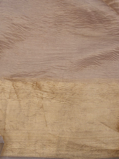 Grey Gold Pure Crush Tissue Silk Banarasi Saree with Embellished Border