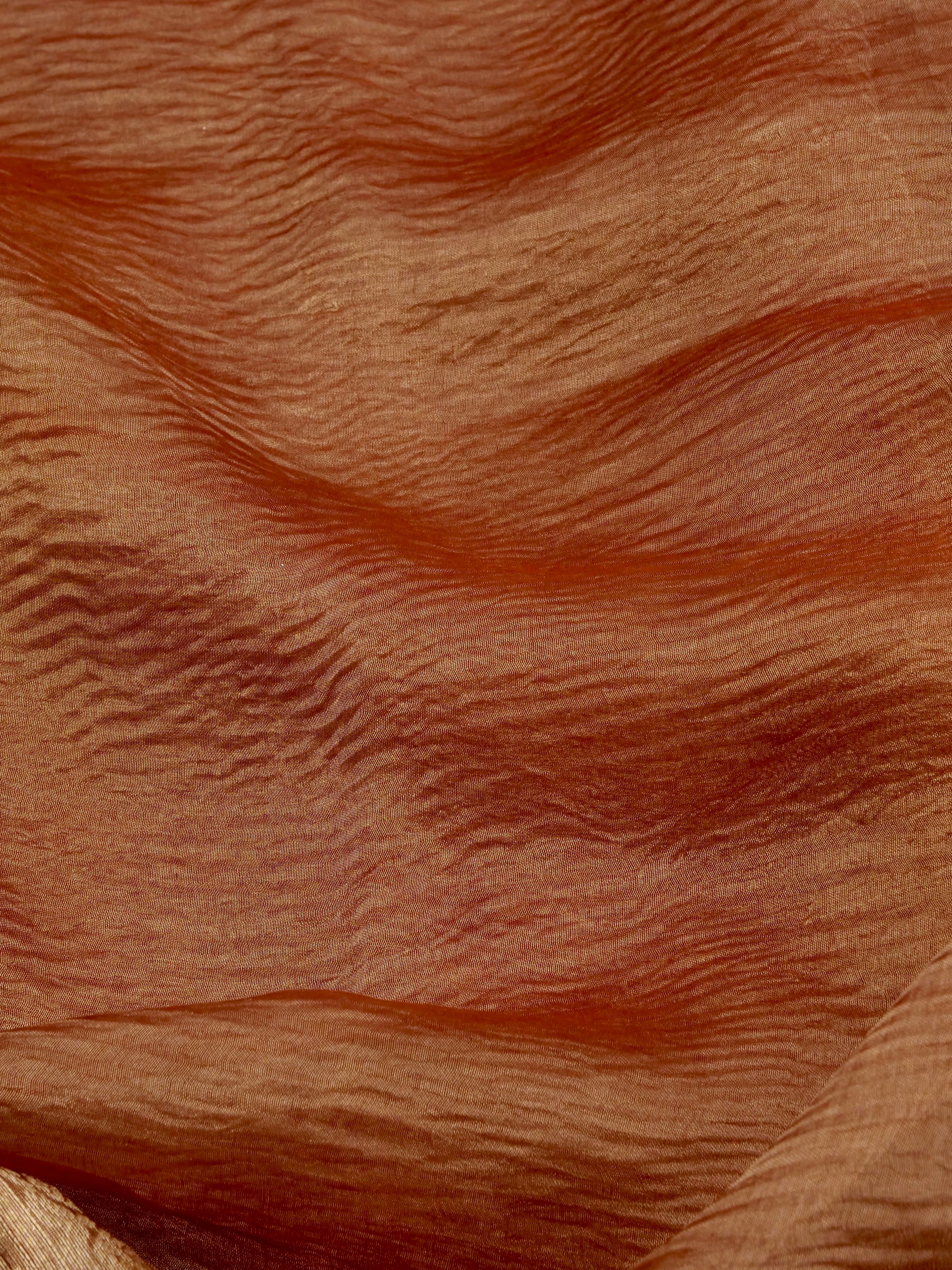 Copper Gold Pure Crush Tissue Silk Banarasi Saree with Embellished Border