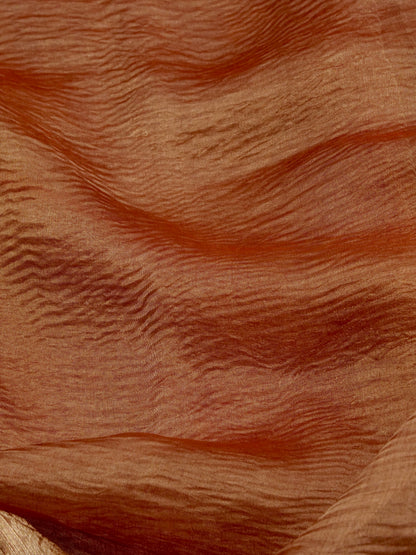 Copper Gold Pure Crush Tissue Silk Banarasi Saree with Embellished Border