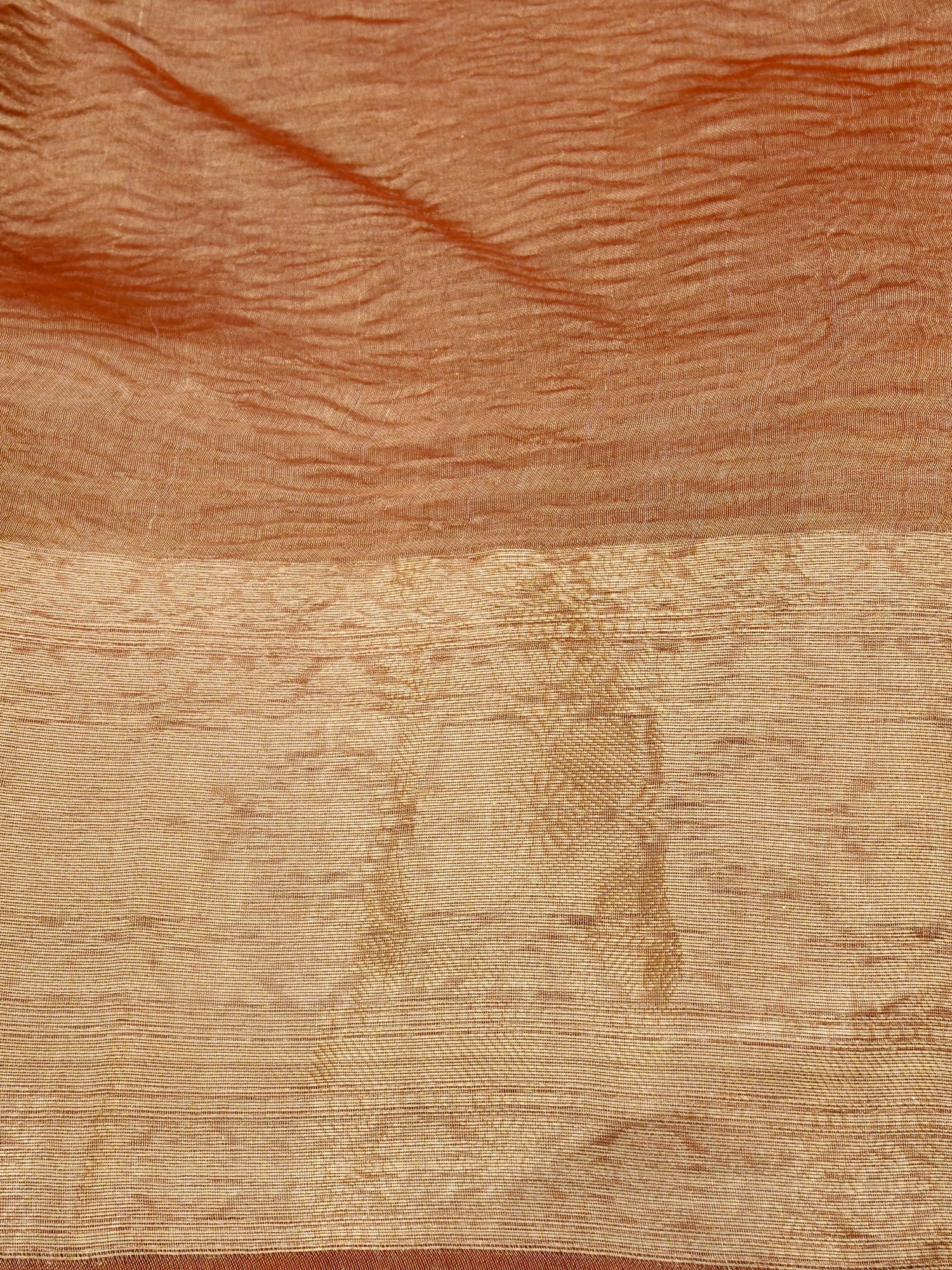 Copper Gold Pure Crush Tissue Silk Banarasi Saree with Embellished Border