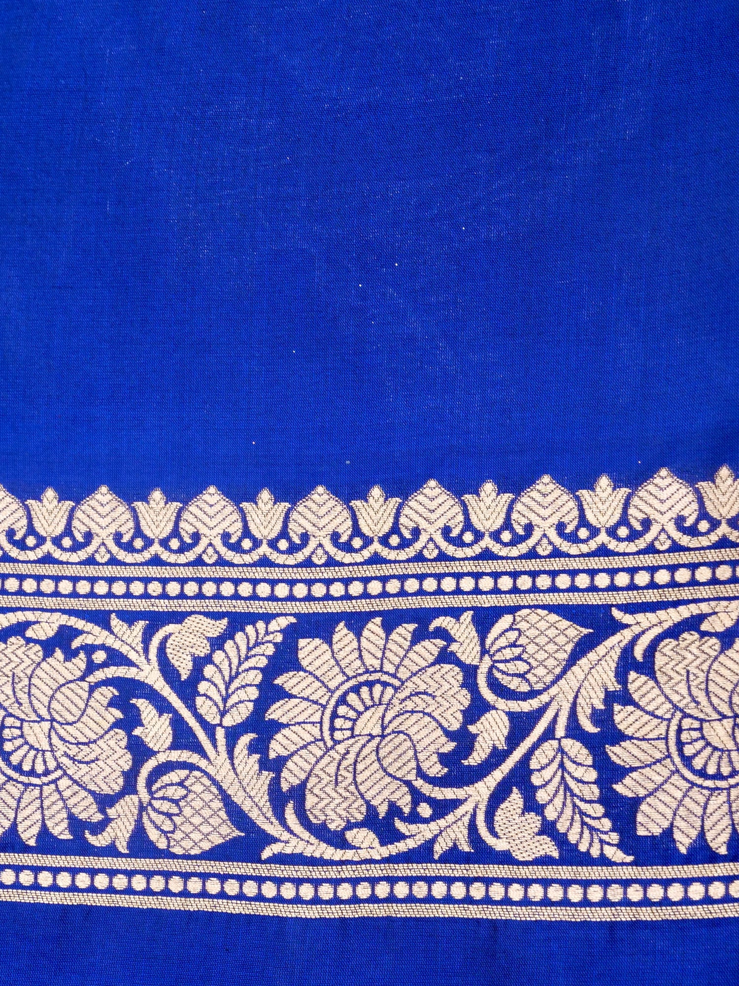 Blue Handwoven Kataan Silk Jangla Banarasi Saree