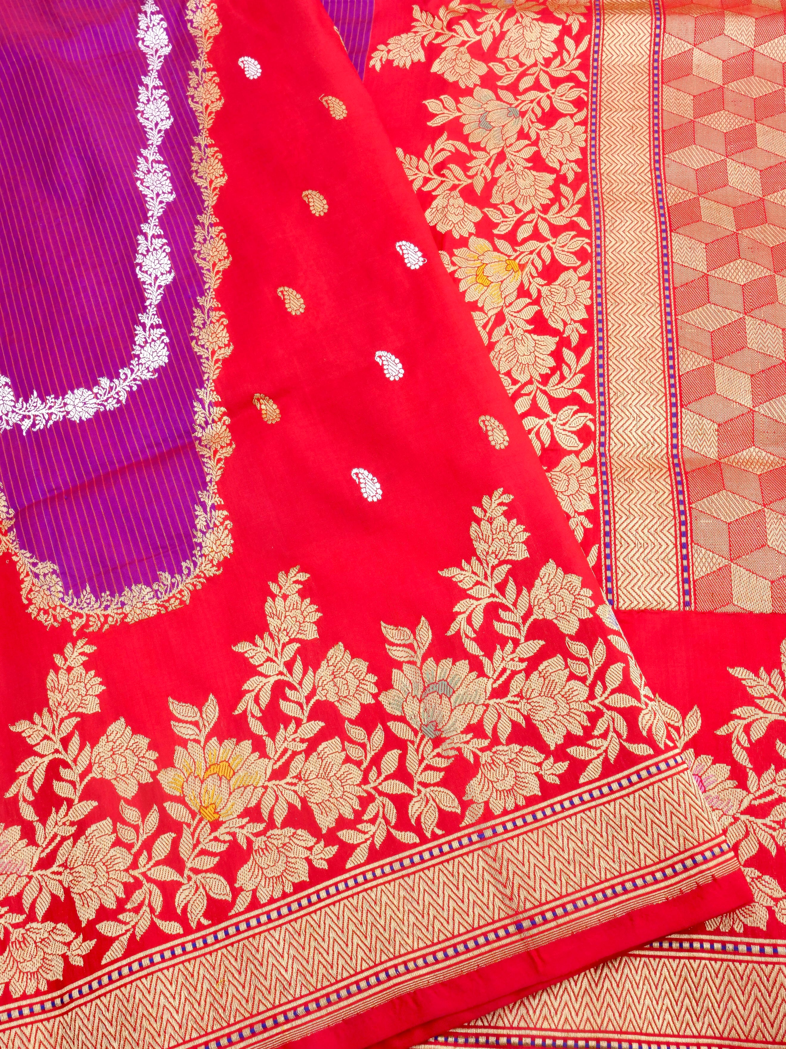Rangkaat Handwoven Pure Kataan Silk Kadhua Benarasi Saree