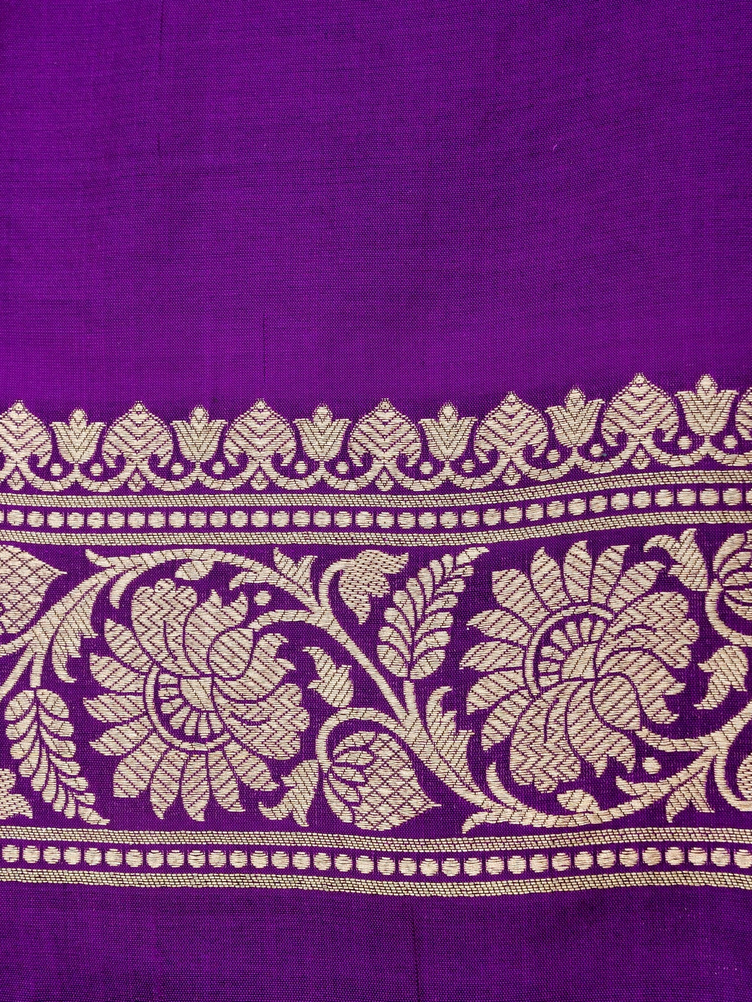 Purple Handwoven Kataan Silk Jangla Banarasi Saree