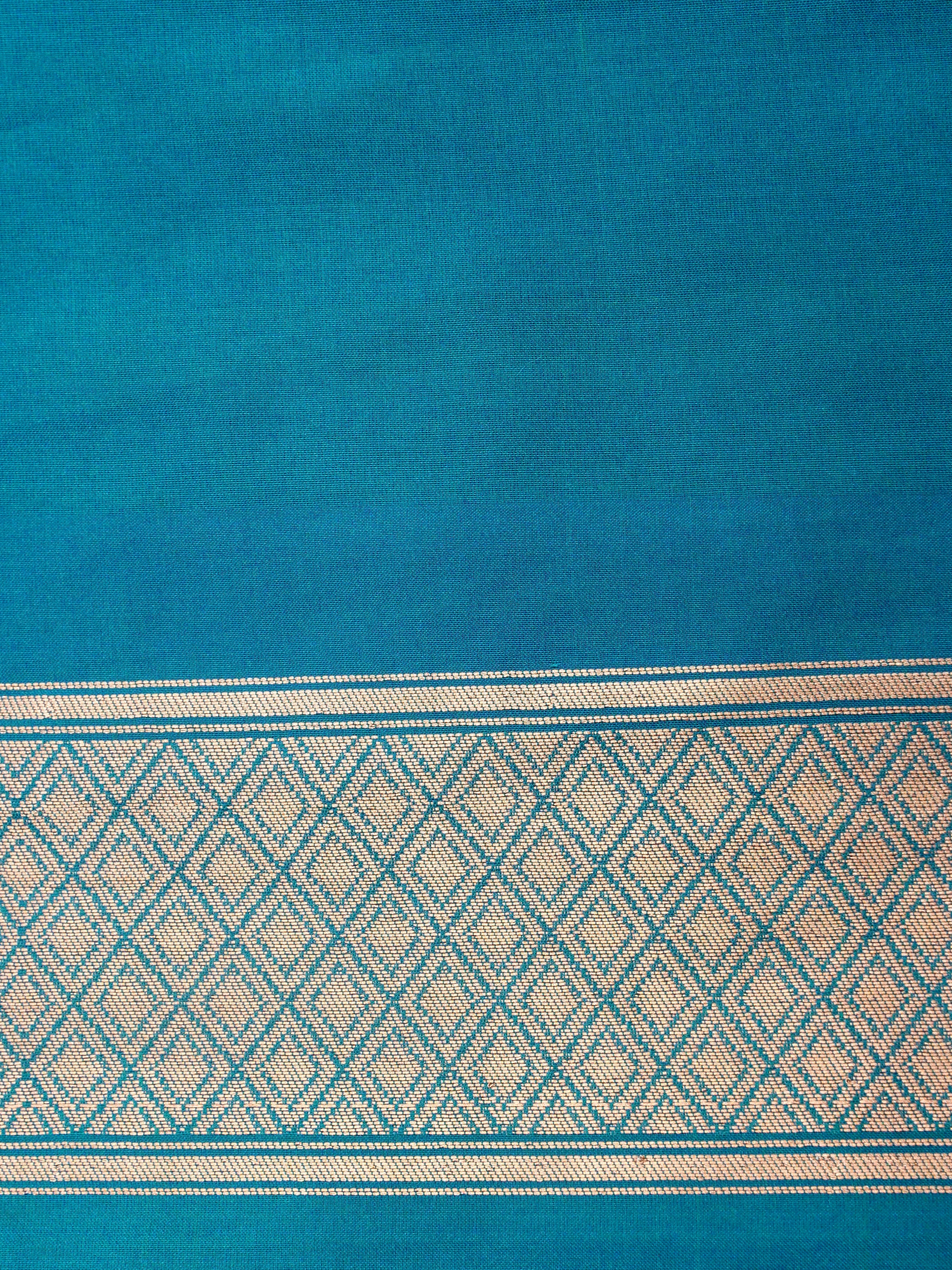 Blue Handwoven Kataan Silk Jangla Meenakari Banarasi Saree