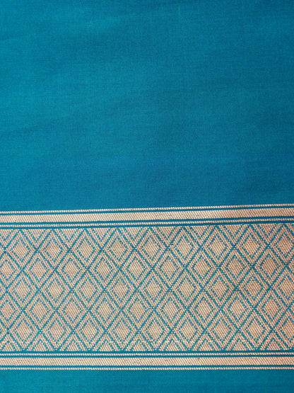 Blue Handwoven Kataan Silk Jangla Meenakari Banarasi Saree