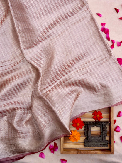 Rust Pink Handwoven Pure Tissue Silk Saree