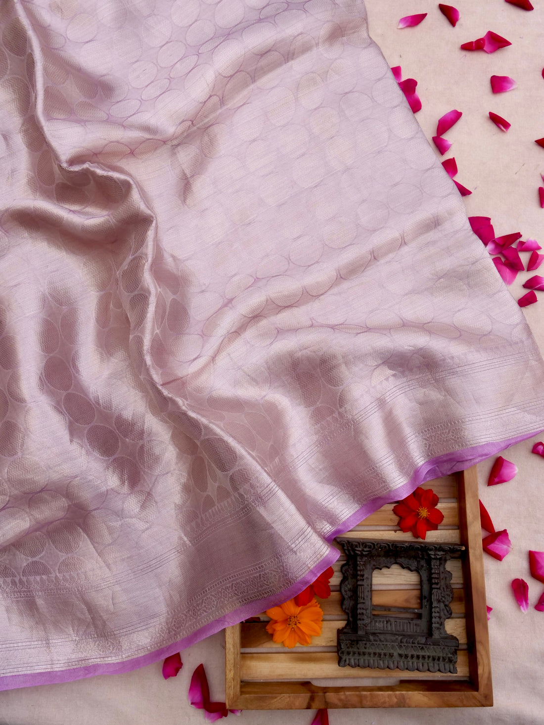 Pink Handwoven Pure Tissue Silk Banarasi Saree