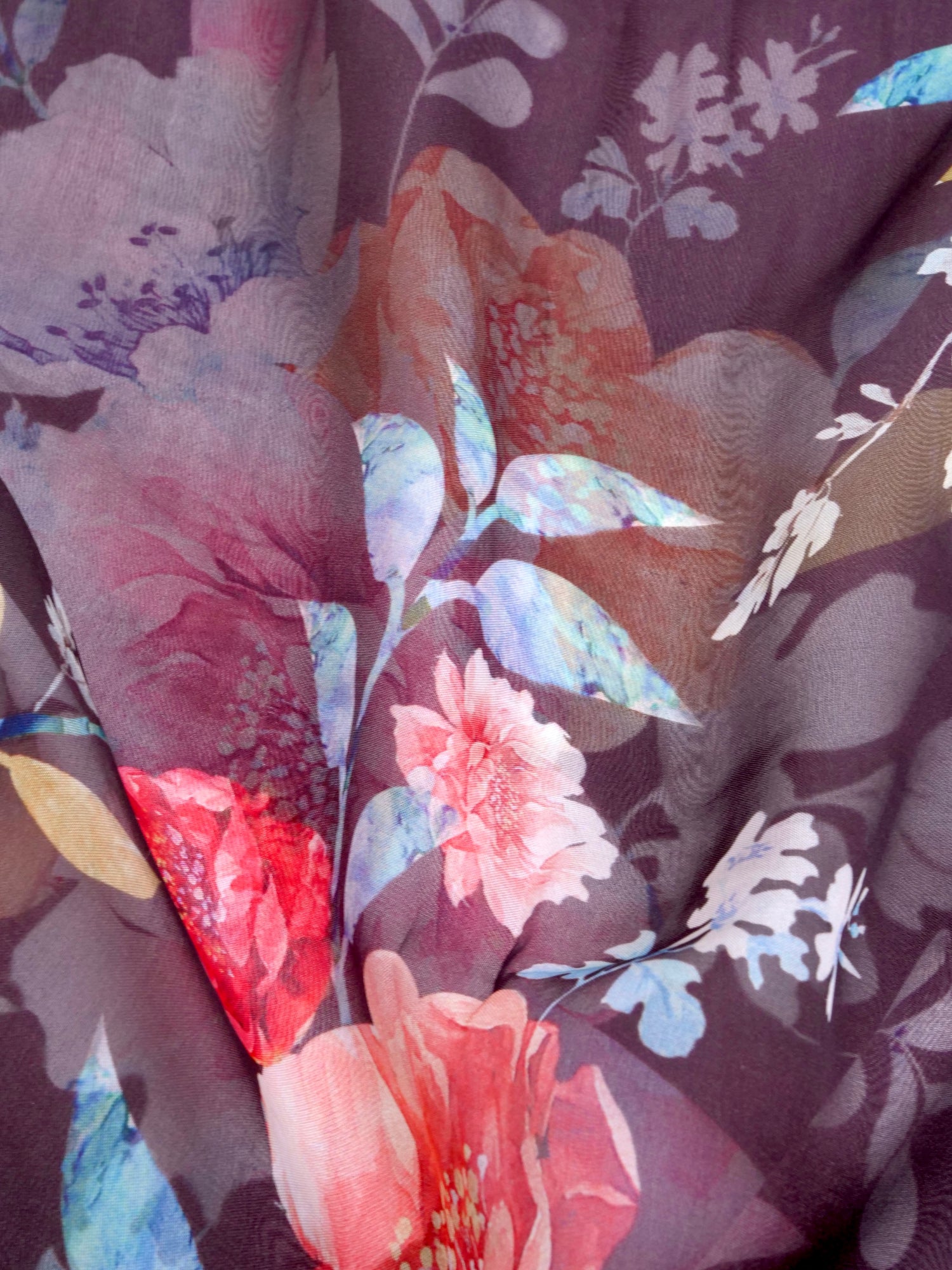 Wine Satin Organza Printed Half Half Saree