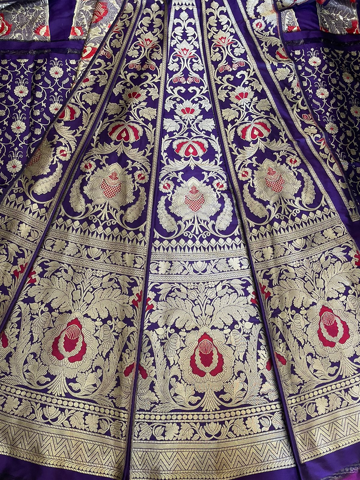 Tanvi Purple Handwoven Pure Silk Banarasi Lehenga with Meenakari