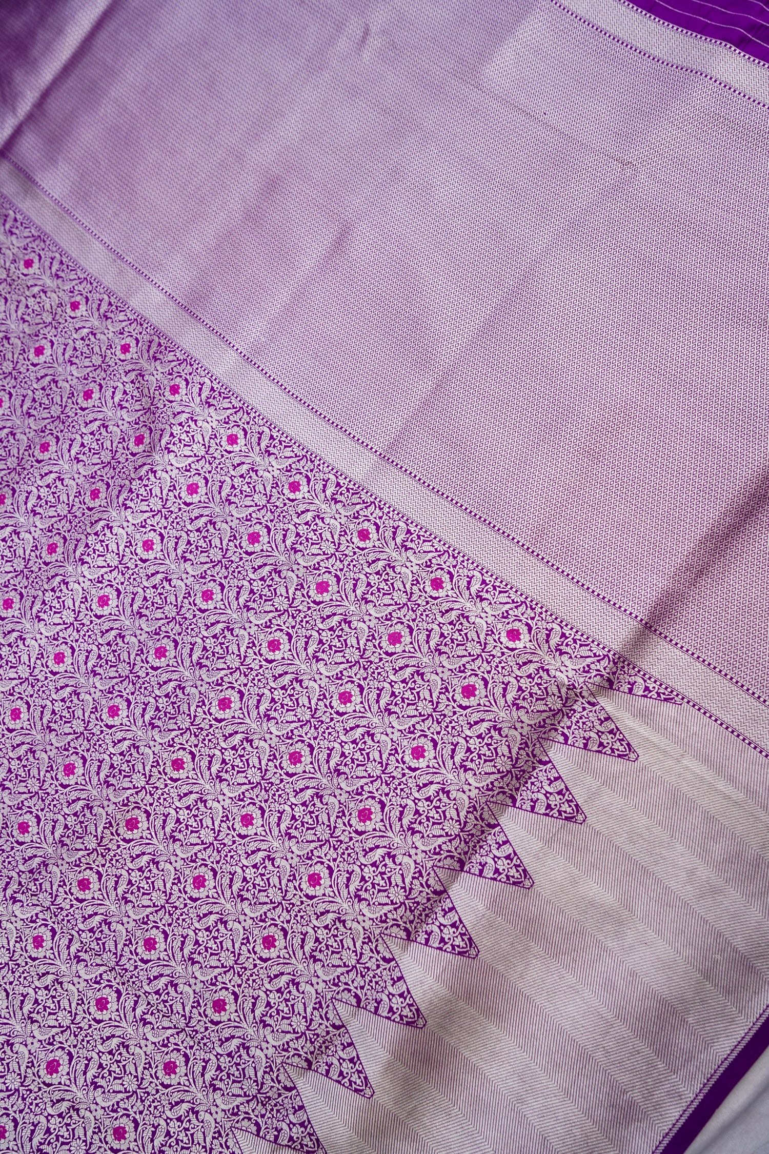 Purple Brocade Handwoven Pure Kataan Silk Banarasi Saree