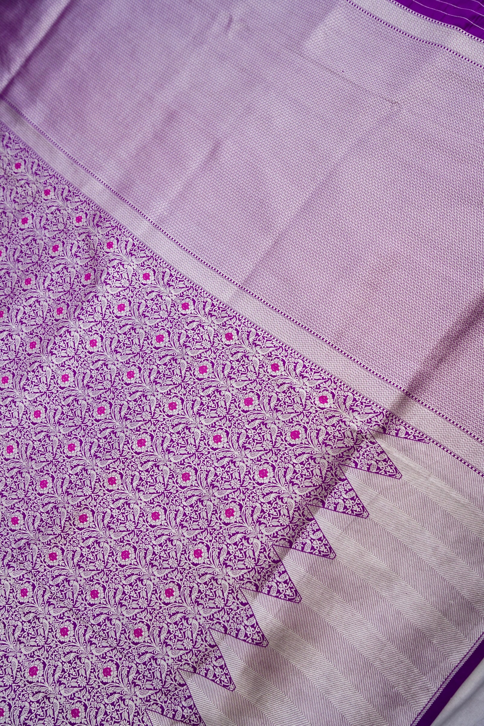 Purple Brocade Handwoven Pure Kataan Silk Banarasi Saree