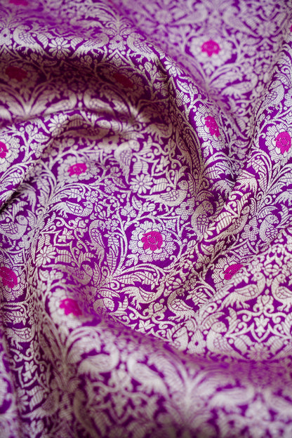 Purple Brocade Handwoven Pure Kataan Silk Banarasi Saree