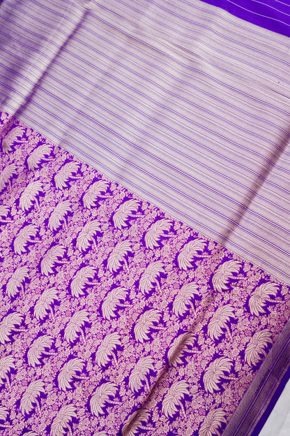 Purple Handwoven Pure Kataan Silk Banarasi Saree