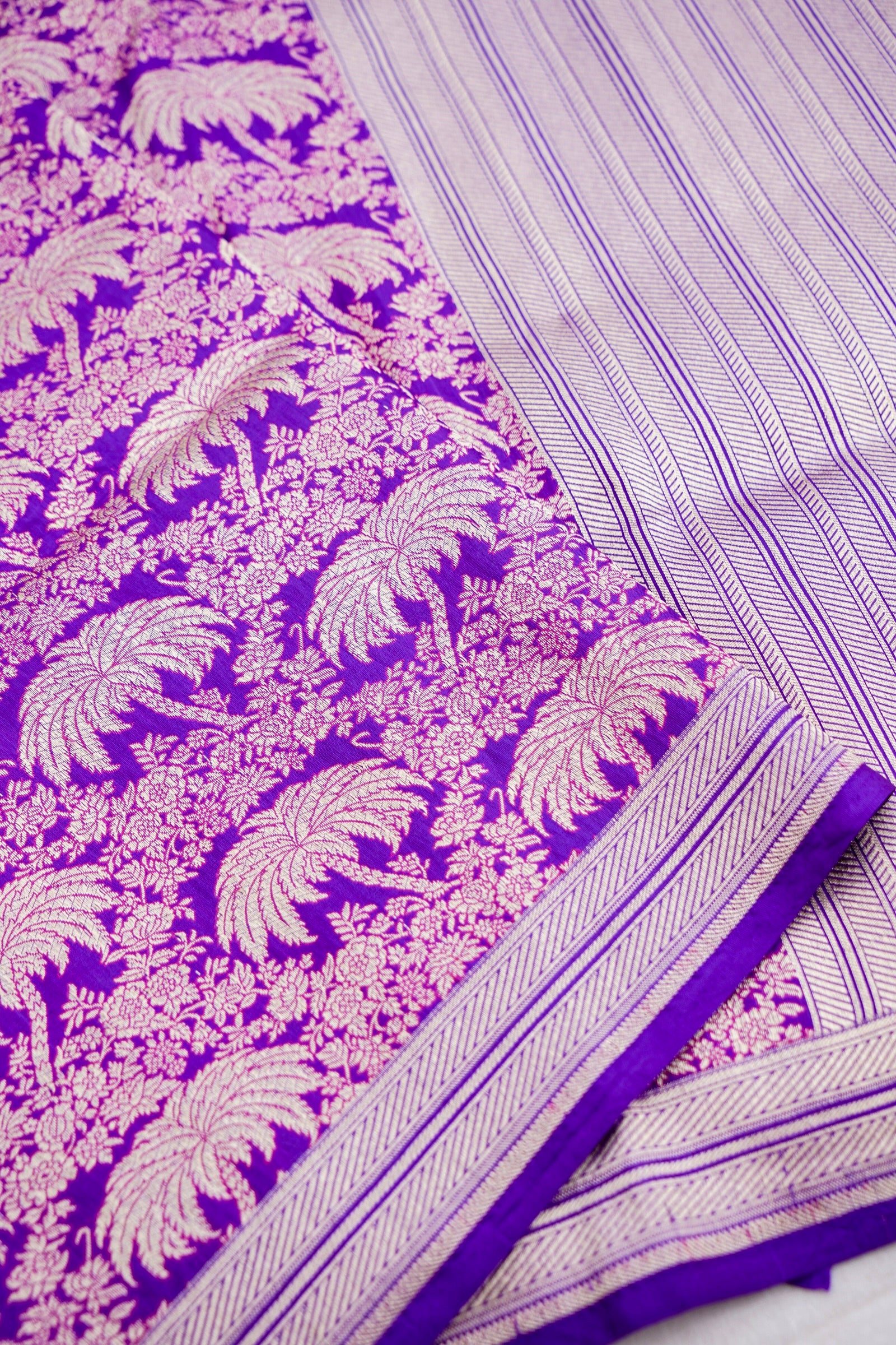 Purple Handwoven Pure Kataan Silk Banarasi Saree