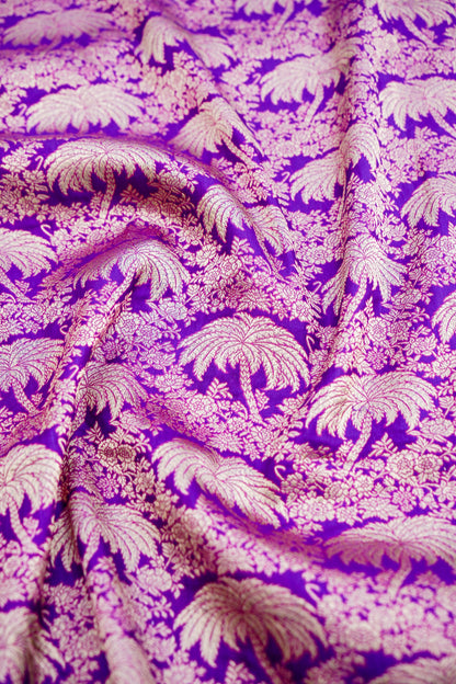 Purple Handwoven Pure Kataan Silk Banarasi Saree