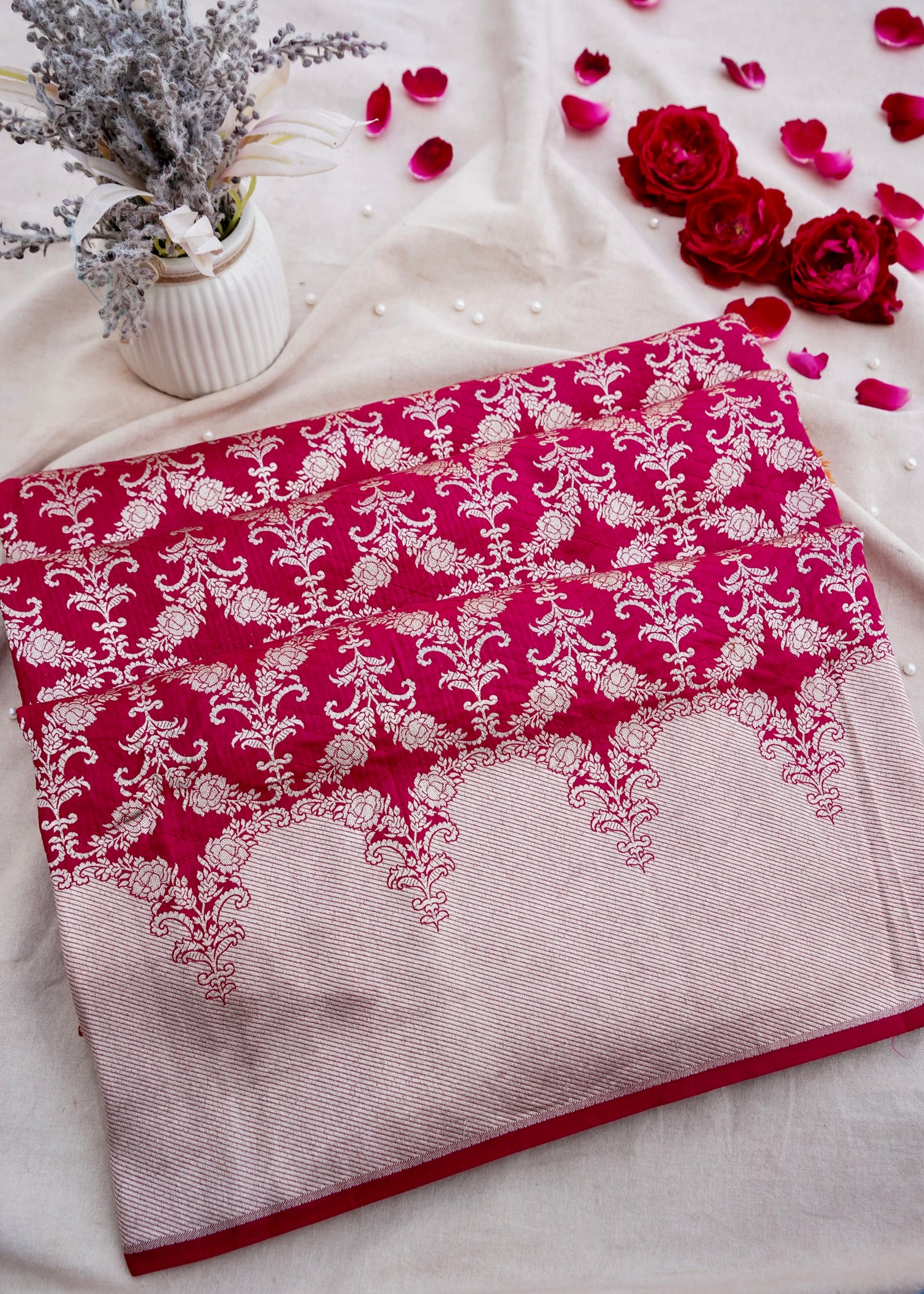 Red Handwoven Pure Silk Banarasi  Saree