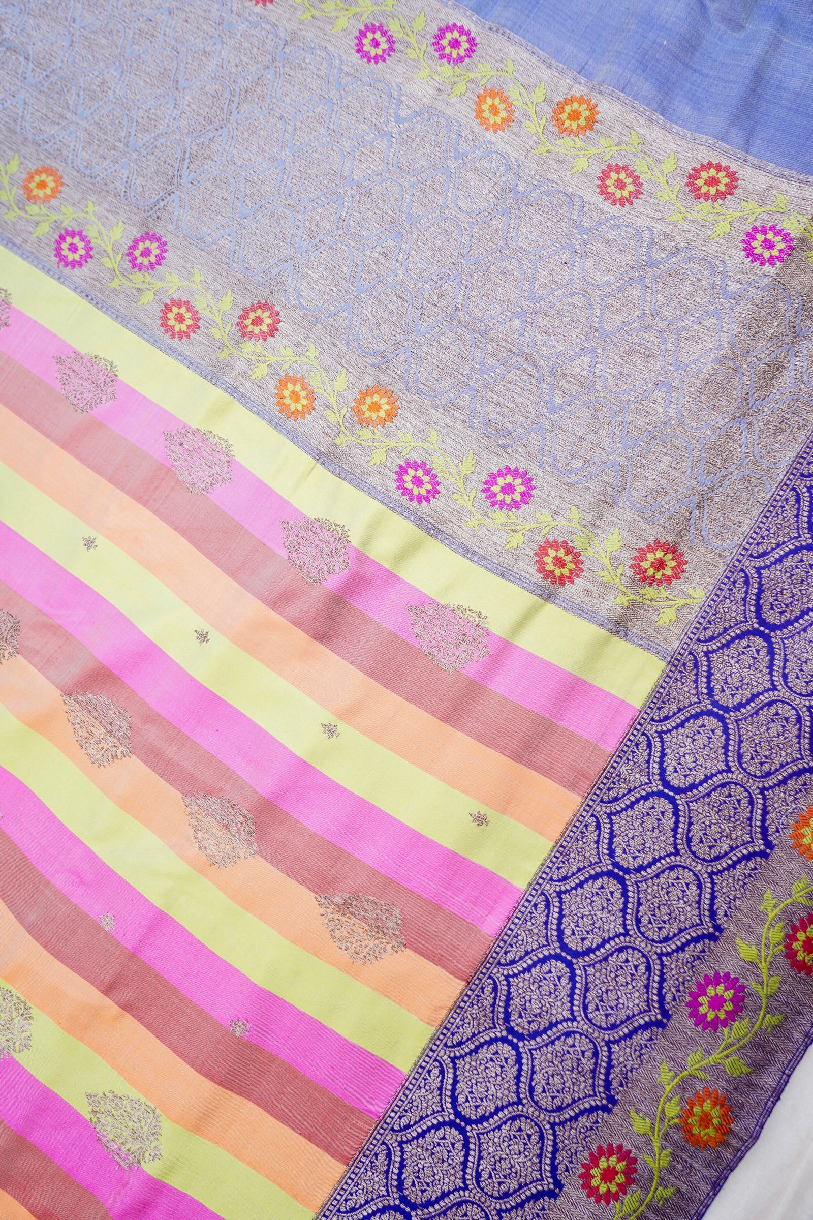 Handwoven Pure Kataan Silk Kadhua Buti Banarasi Rangkat Saree